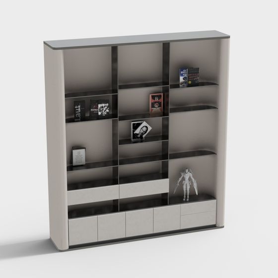 Stylish Low-Polygon Bookshelf 3D Model for Urban Interiors