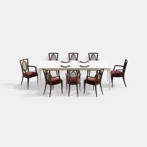 Elegant Dining Table and Chair 3D model
