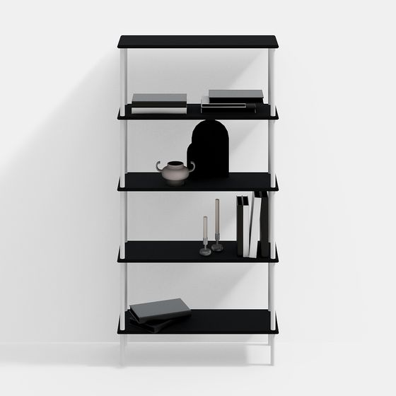 Stylish Low-Poly Bookshelf 3D model for Modern Spaces