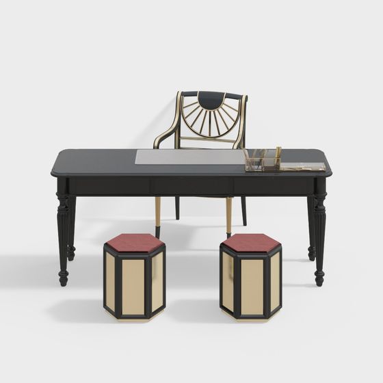 Retro Office Desk Set 3D model