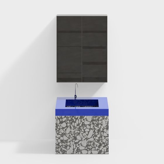 Minimalist Industrial Bathroom Vanity 3D model
