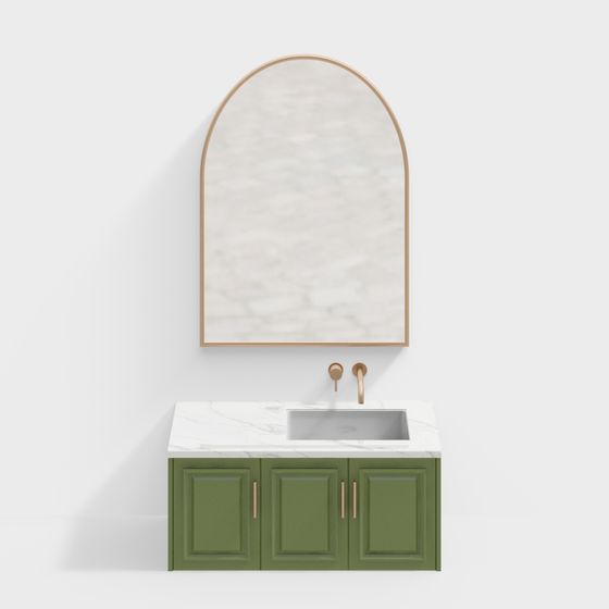 Charming Bathroom Cabinet 3D model with Artistic Flair