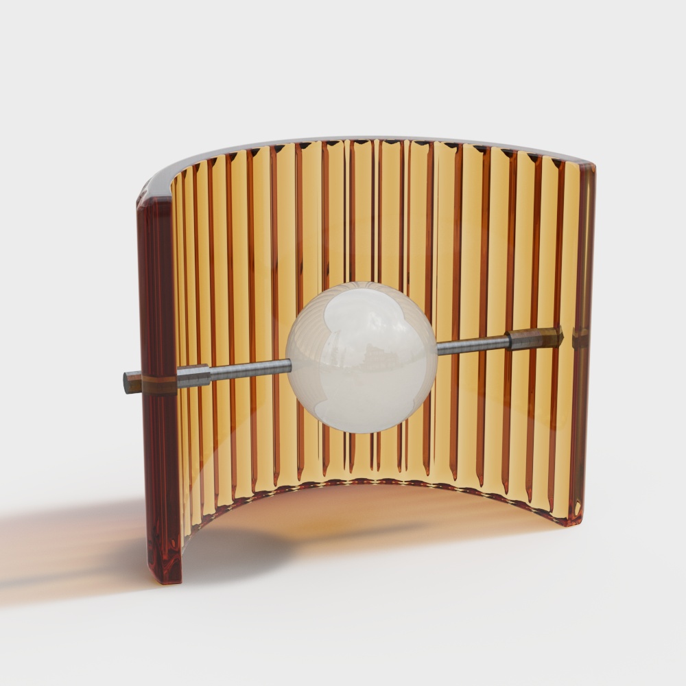 Stylish Glass Orb Installation 3D Model – Amber Glass Design