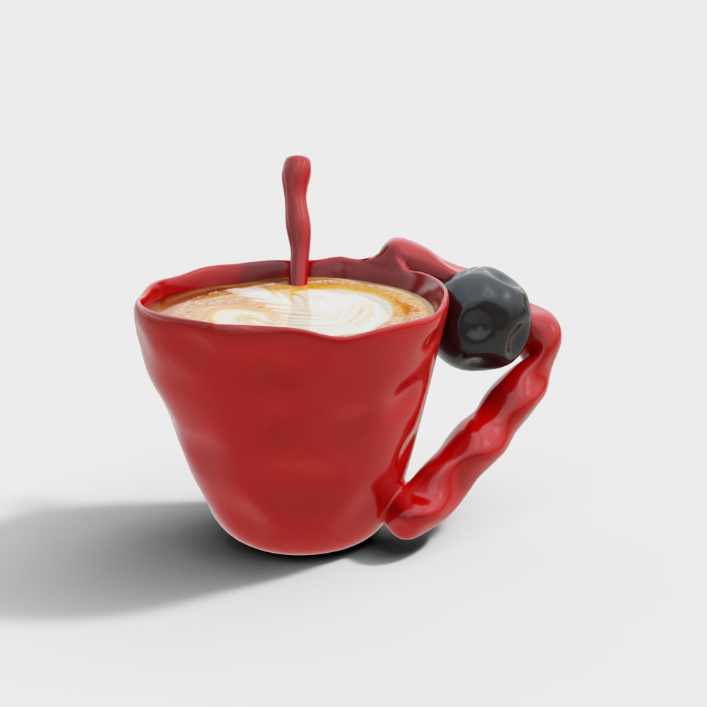 Low-Poly Red Clay Coffee Cup 3D Model – Ceramic Texture
