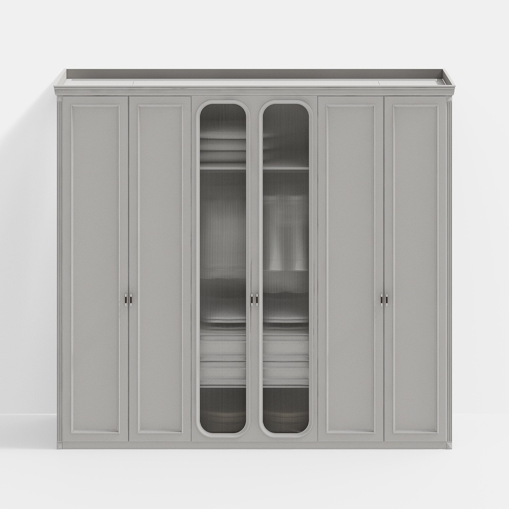 Elegant Glass Door Storage Cabinet 3D Model – Low-Poly Design