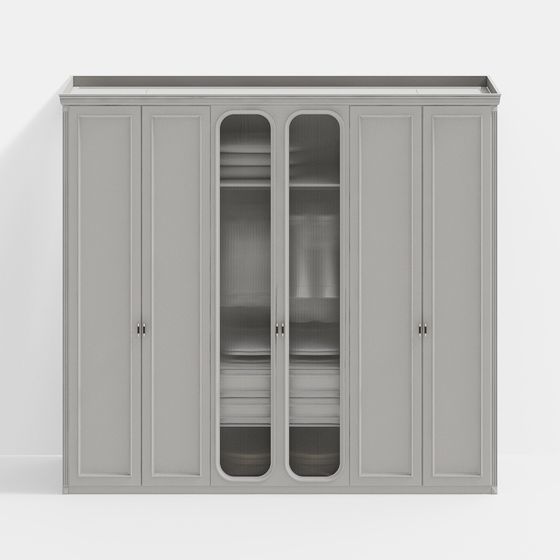Elegant Glass Door Storage Cabinet 3D model
