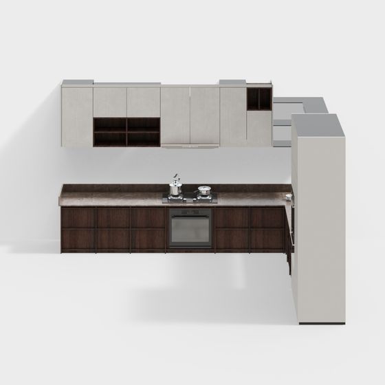 Stylish Low-Poly Kitchen 3D Model Design