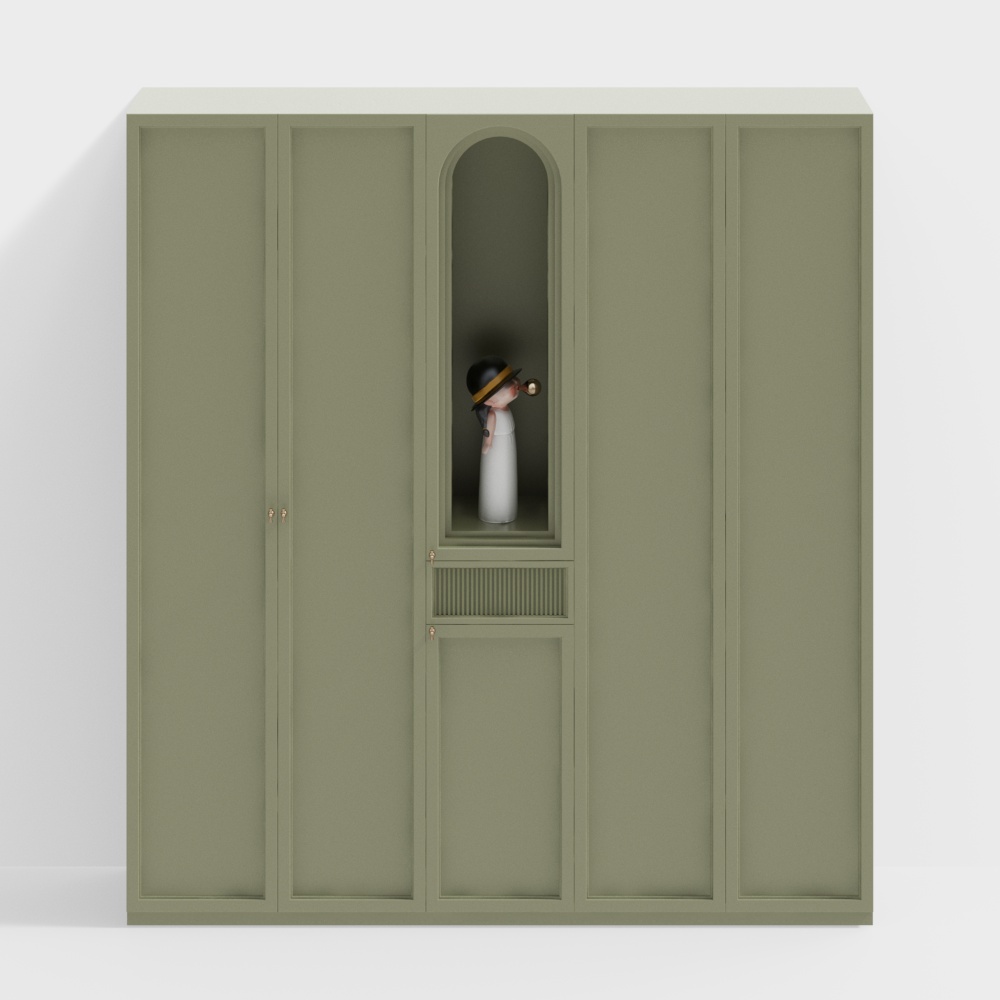 Vintage Showcase 3D Model – Low-Poly Olive Green Design
