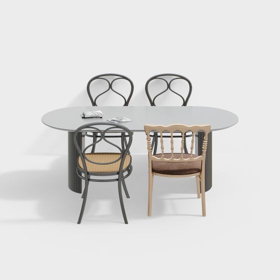 Elegant Round Table and Chair Set 3D model