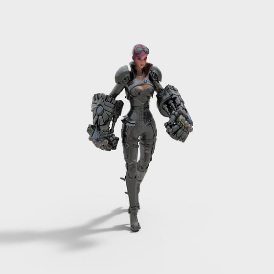 Mechanical Warrior 3D model for a Cyberpunk World