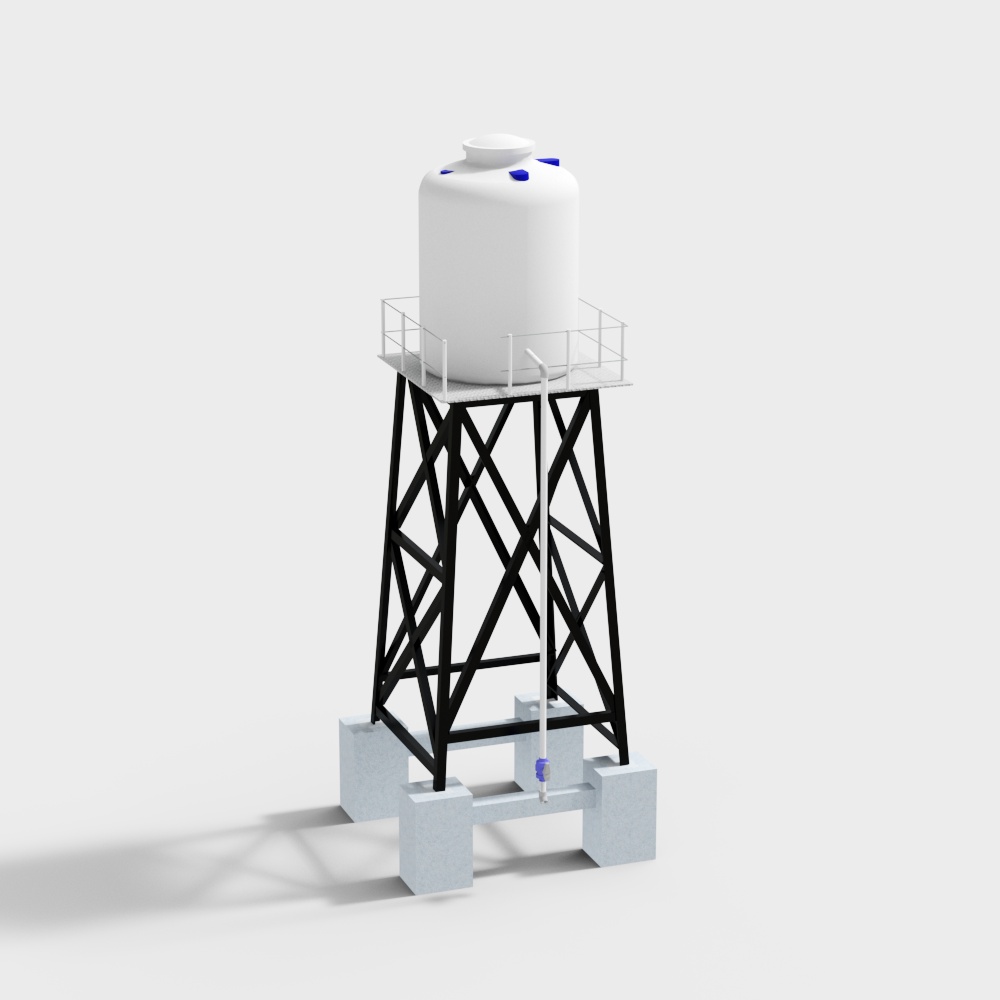 Unique Low Poly Water Tower 3D Model