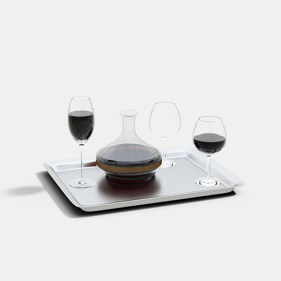 Elegant Low-Poly Wine Set 3D model