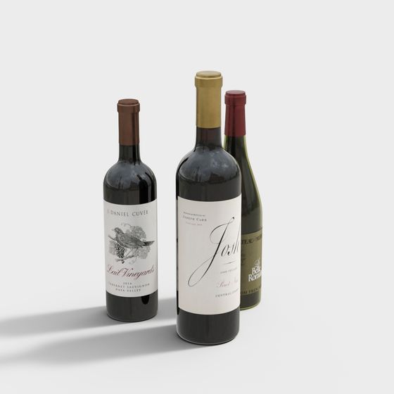 Elegant Wine Bottles 3D model