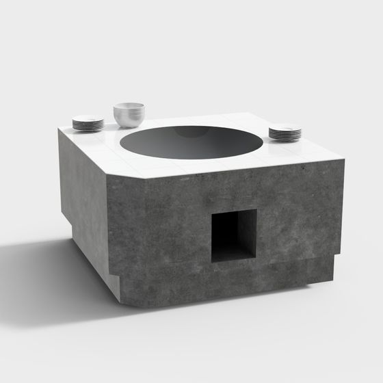 Sleek Concrete Coffee Table 3D model for Modern Interiors