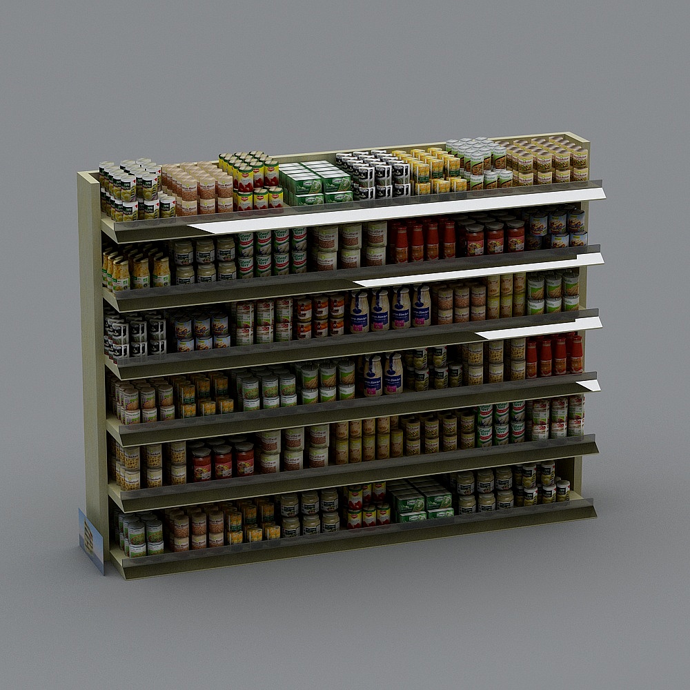 Detailed Supermarket Shelf 3D model