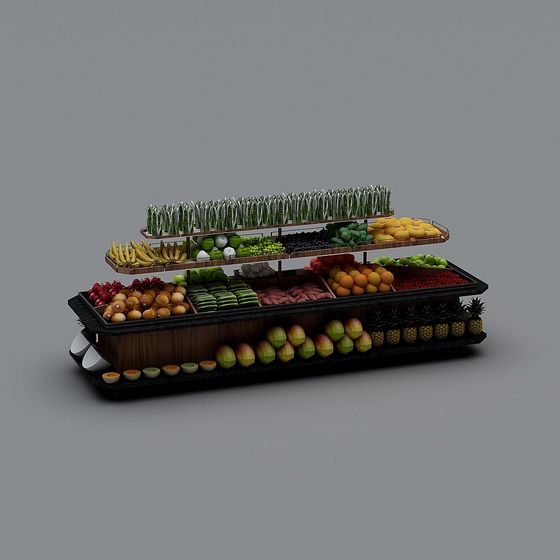Realistic Low-Poly Fruit Stand 3D model