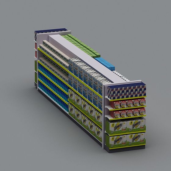 Low Polygon Supermarket Shelf 3D model
