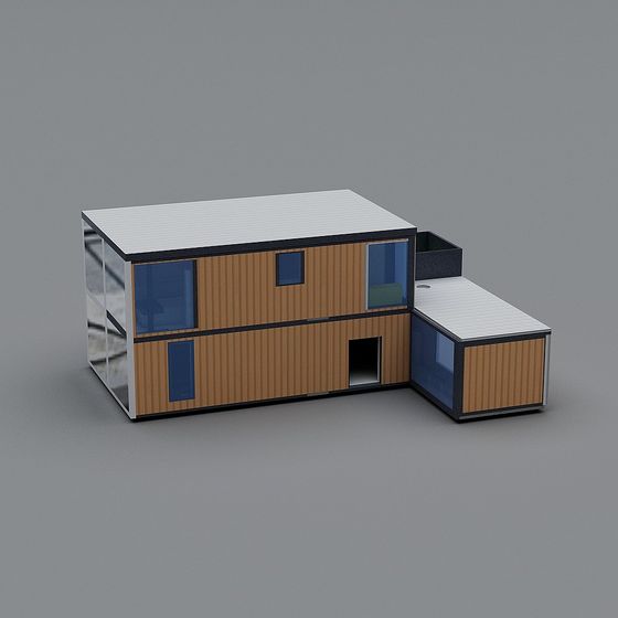 Stylish Low-Poly Container House 3D model
