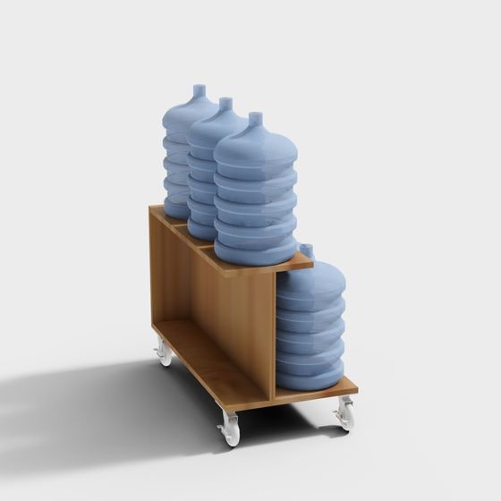 Low-Poly Water Bottle Cart 3D model