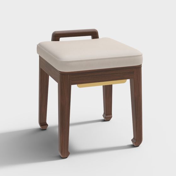 Elegant Brown Jinyun Tiancheng Dressing Chair 3D Model