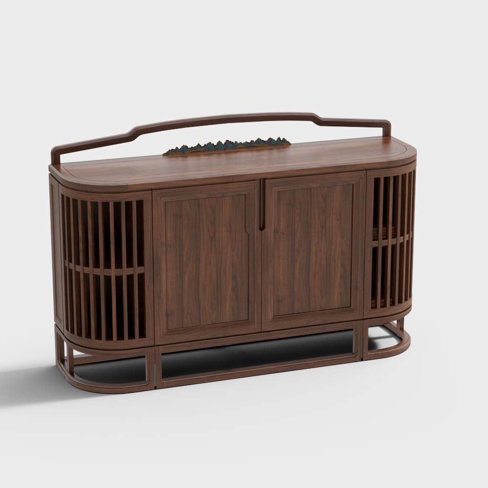 Elegant Storage Cabinet 3D Model – Low Poly Wood Texture