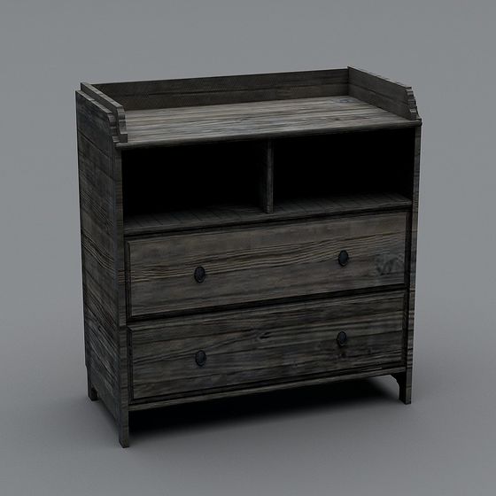 Retro Wooden Cabinet 3D model