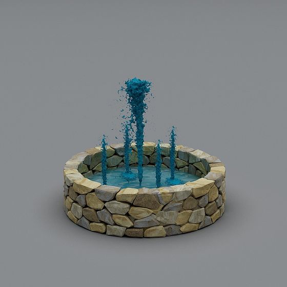 Vibrant Stone Water Fountain 3D model