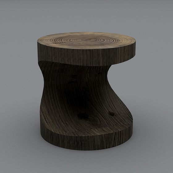 Twisted Wooden Stool 3D model