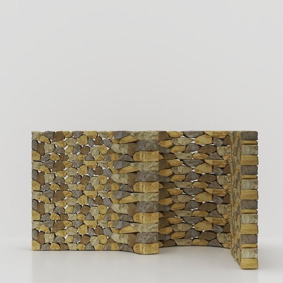 Realistic Low-Poly Stone Wall 3D model