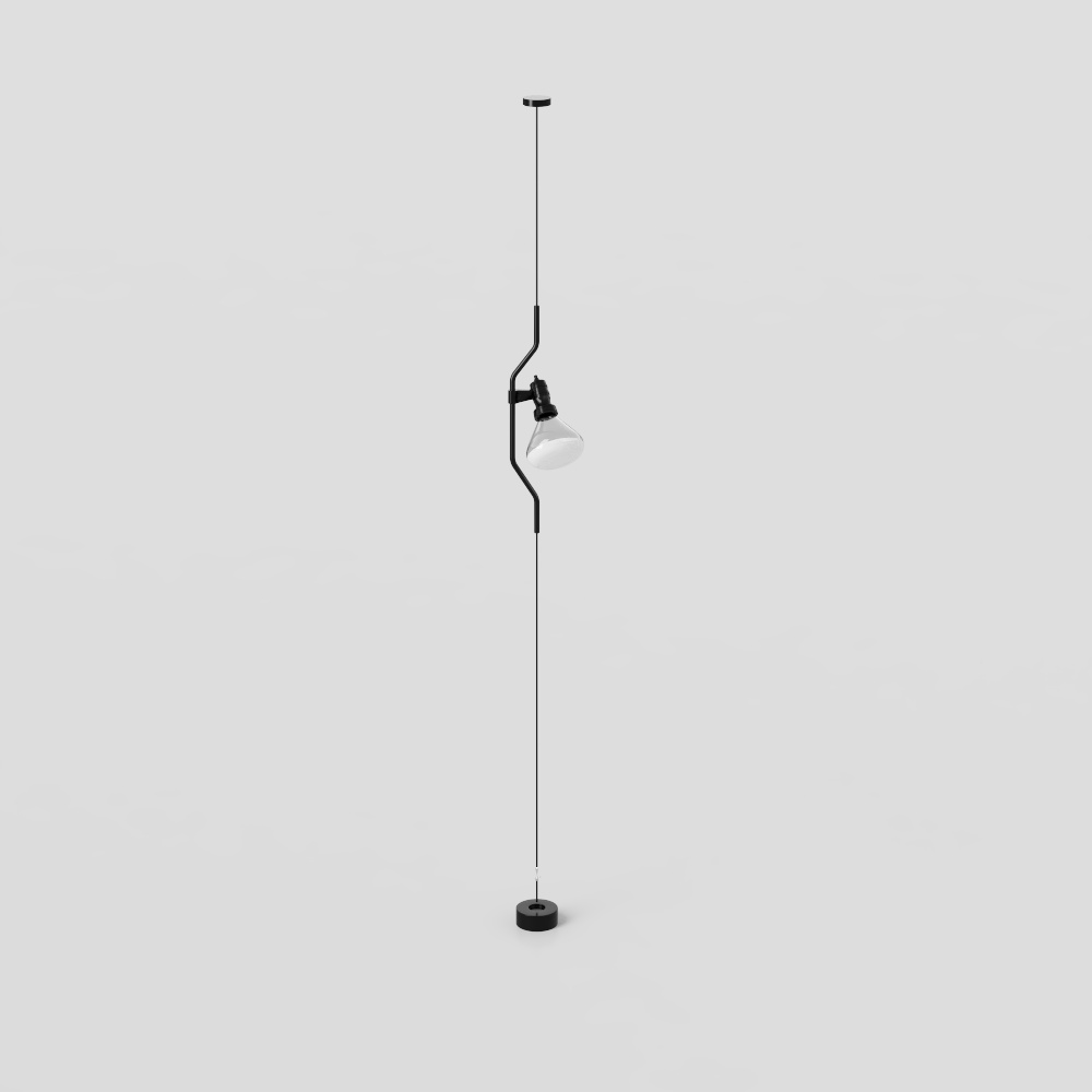 Stylish Hanging Light 3D Model – Black Metal with White Shade