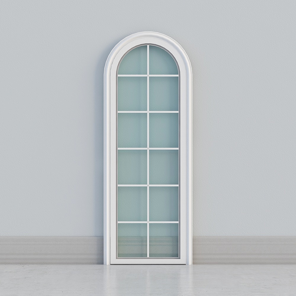 classic white windowed arched door