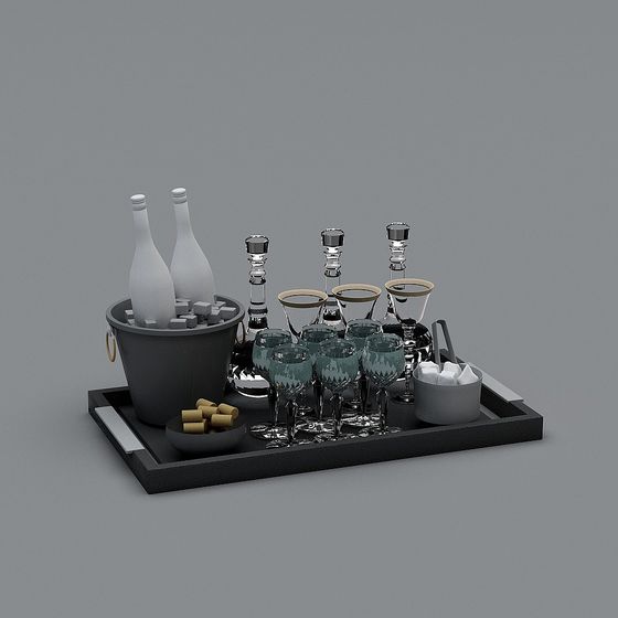 Elegant Low Poly Barware 3D model