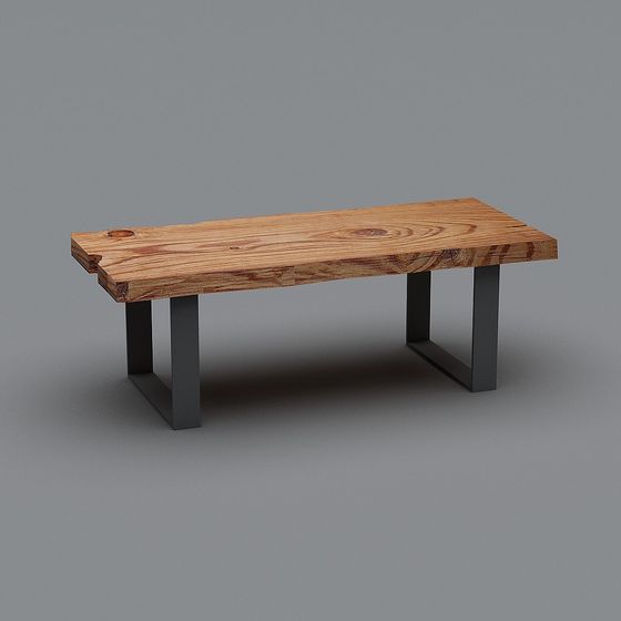 Industrial Wood Table 3D model