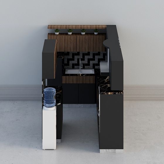 Elegant Minimalist Kitchen Bar Counter 3D model