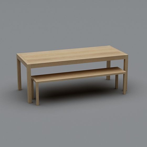 City Table 3D Model – Nordic Style Wooden Design