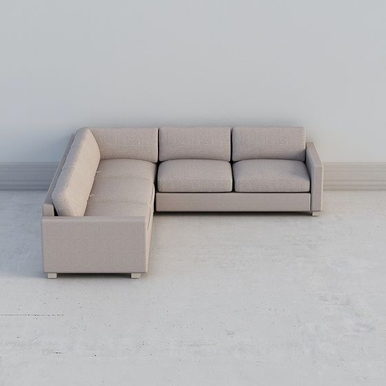 Black Sectional L-shaped Sofa 3D Model for Lounge Areas