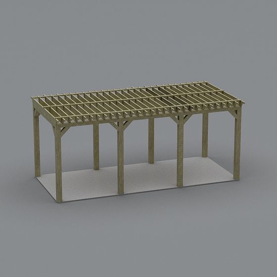 Rustic Wood Pavilion Low Poly 3D model for Design