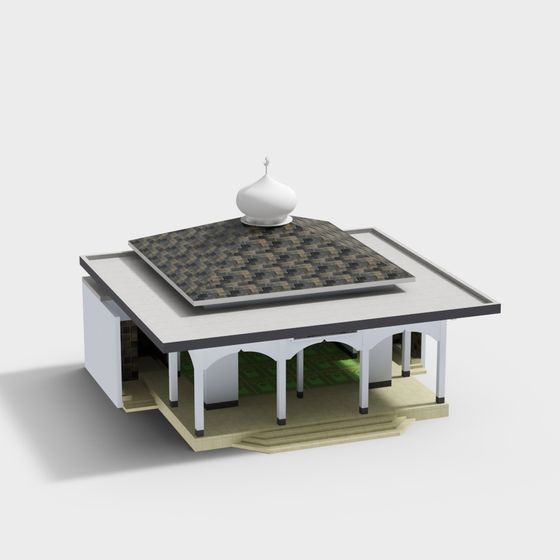 Elegantly Designed Oriental-style Mosque 3D model