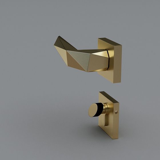 Golden Geometric Door Handle 3D model