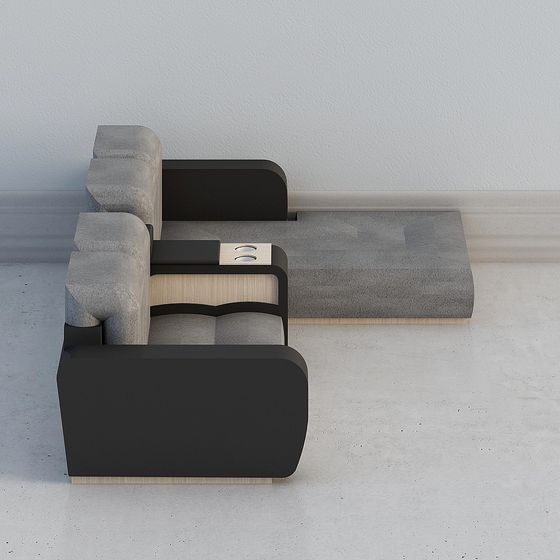 Stylish Concrete and Metal Sofa 3D model