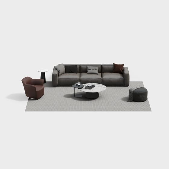 Urban Living Room 3D model for Creative Designs