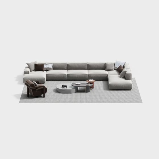 Stylish Gray Dual-Purpose Sofa 3D model