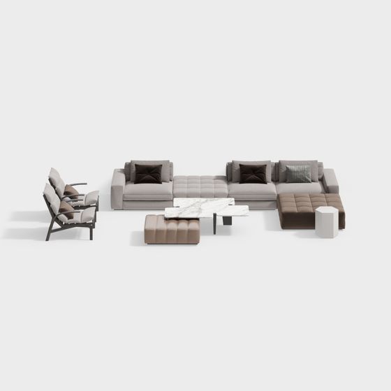Contemporary 3D Sofa Set for Stylish Interiors