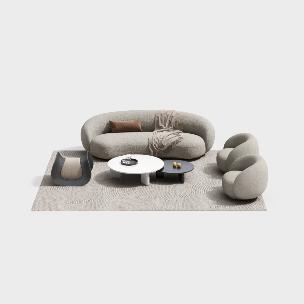 Cream Style Fabric Sectional Sofa