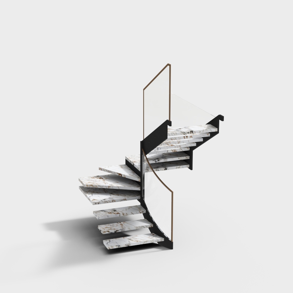 Elegant Low-Polygon Marble Staircase 3D model