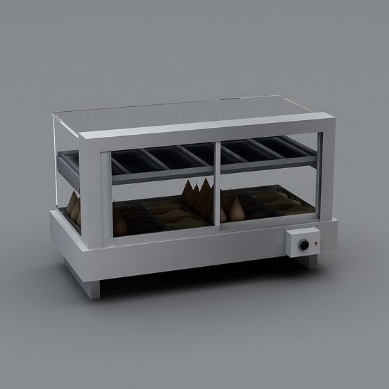 Low-Polygon Bread Display Case 3D model