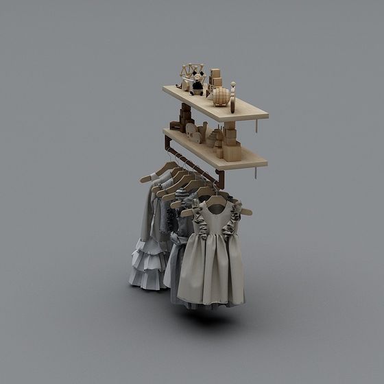 Whimsical Clothes Hanger Display 3D model