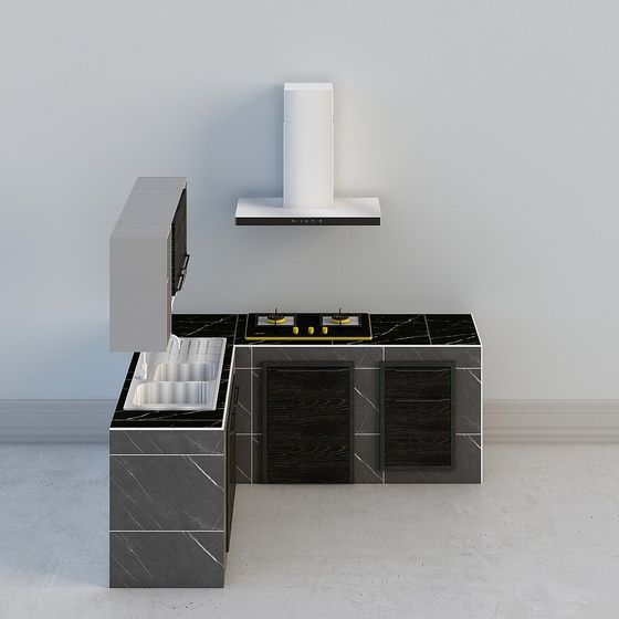 Elegant Low-Poly Kitchen 3D model Design