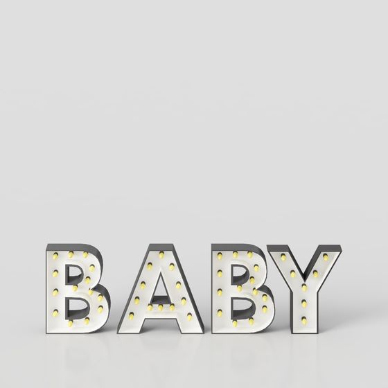 Vintage-inspired 'BABY' Neon Light 3D model