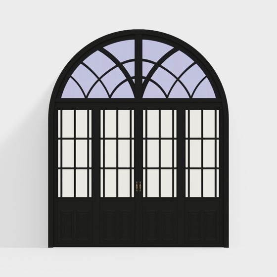 Elegant Arch Double Door 3D Model